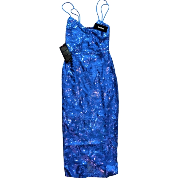 bebe Dresses & Skirts - BEBE Blue Sequin Dress NWT Size S